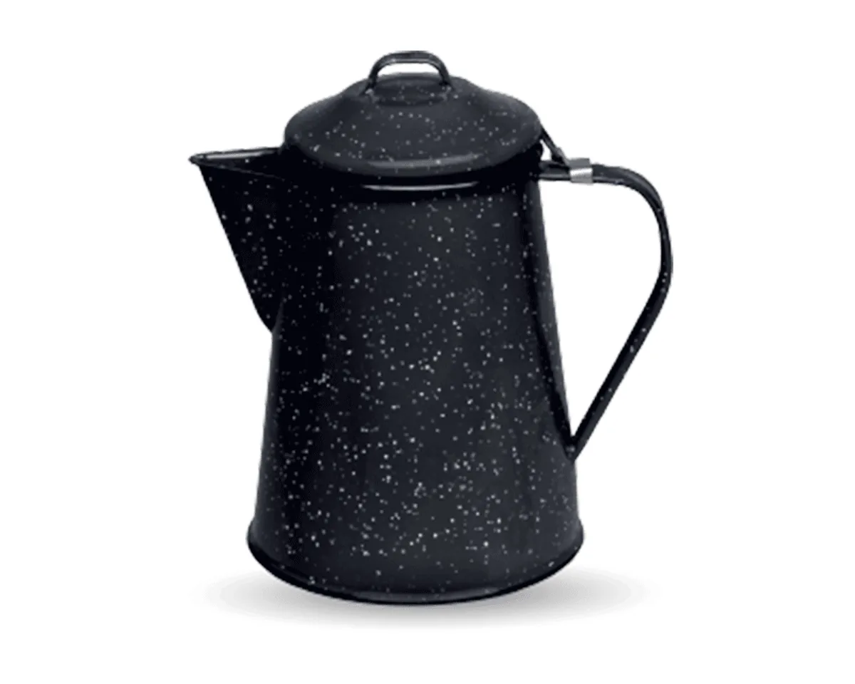 Cafetière expresso émaillée, finition noir moucheté