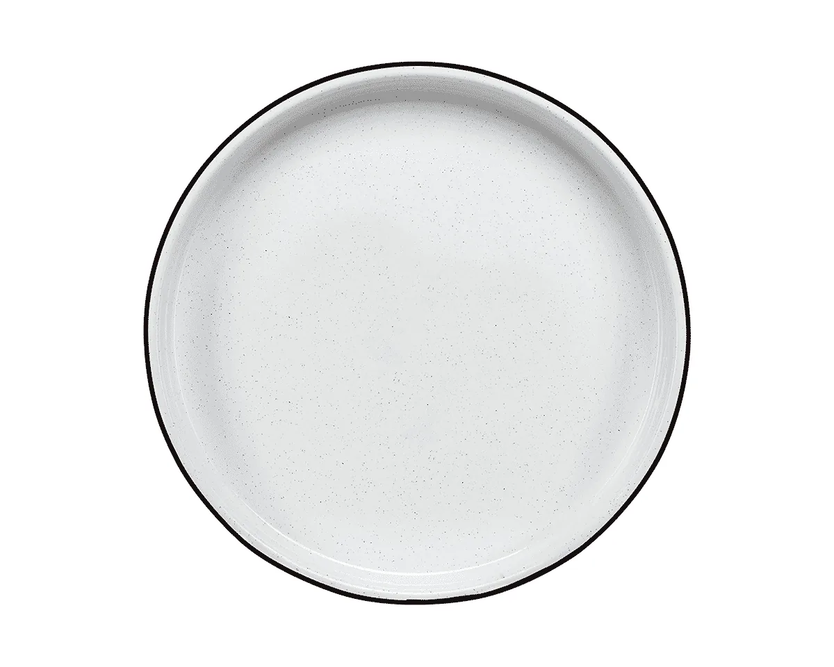 Plateau émaillé, finition blanc bordé de noir